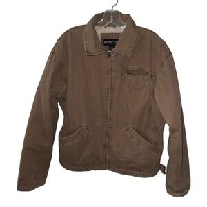Marino Bay Natural Jacket Mens M Brown Sherpa Lined Full Zip Cotton Coat Winter
